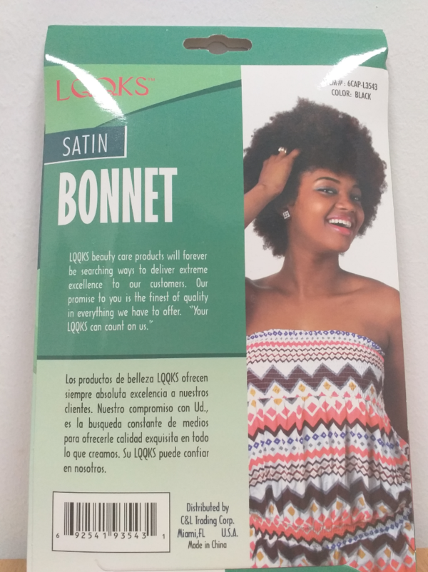 Bonnet en satin noir XL LQQS Bonnet en satin noir XL LQQS