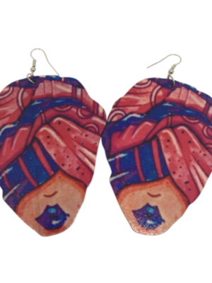Boucles d'oreilles en bois ROSE & BLEU Effigie