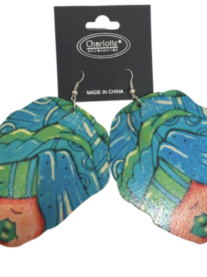 Boucles d'oreilles en bois BLEU & VIOLET Effigie