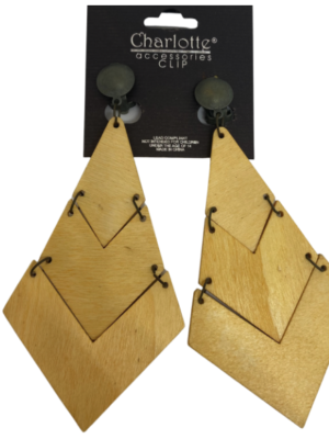 Boucles d'oreilles en bois JAUNE à CLIP