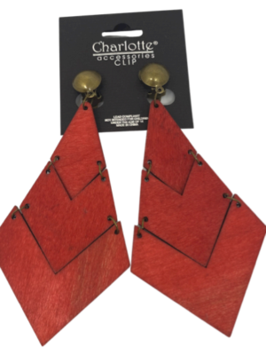 Boucles d'oreilles en bois ROUGE à CLIP
