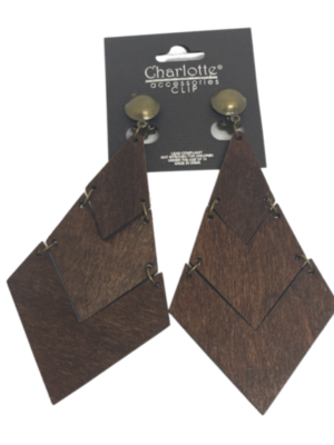 Boucles d'oreilles en bois MARRON FONCÉ à CLIP