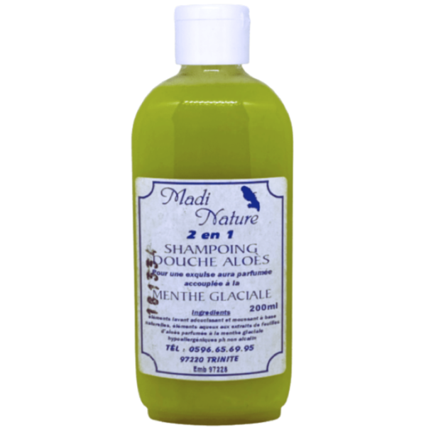 Shampoing Douche ALOE VERA MENTHE GLACIALE pour cheveux en manque de nutrition et d'hydratation