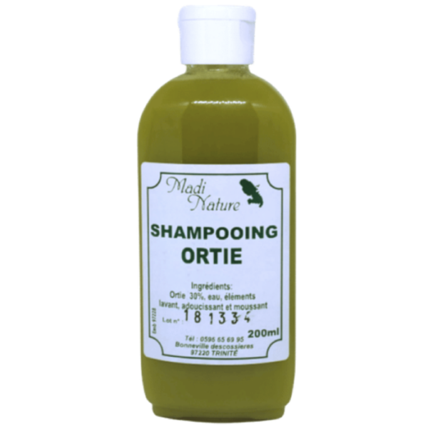 Shampoing ORTIE 200ml Shampoing pour cheveux secs à base d'ortie de la marque madi nature. Excellent traitement antipelliculaire. Contenance de 200ml